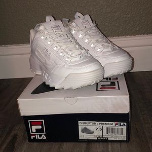 All White Fila Disruptor 2 Premium
